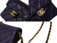 画像をギャラリービューアに読み込む, 極美品 CHANEL シャネル ミニ マトラッセ チェーン ショルダーバッグ 1番台 パープル ゴールド ラムスキン ゴールド金具 ココマーク 中古 66533