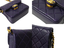 画像をギャラリービューアに読み込む, 極美品 CHANEL シャネル ミニ マトラッセ チェーン ショルダーバッグ 1番台 パープル ゴールド ラムスキン ゴールド金具 ココマーク 中古 66533