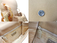 画像をギャラリービューアに読み込む, PRADA プラダ プラチェーン ショルダーバッグ B6436 べっ甲柄 ベージュ コットンキャンバス 美品 中古 66534