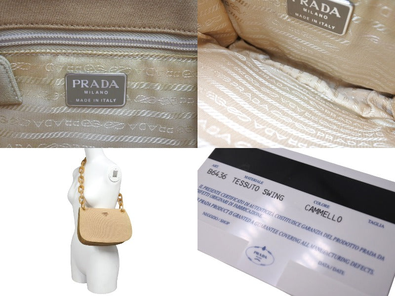 PRADA プラダ プラチェーン ショルダーバッグ B6436 べっ甲柄 ベージュ コットンキャンバス 美品 中古 66534 – Casanova  Vintage