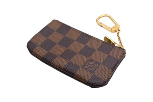 極美品 Louis Vuitton ルイヴィトン ポシェット クレ キー コインケース N62658 ダミエキャンバス ブラウン ゴールド 中古 66538