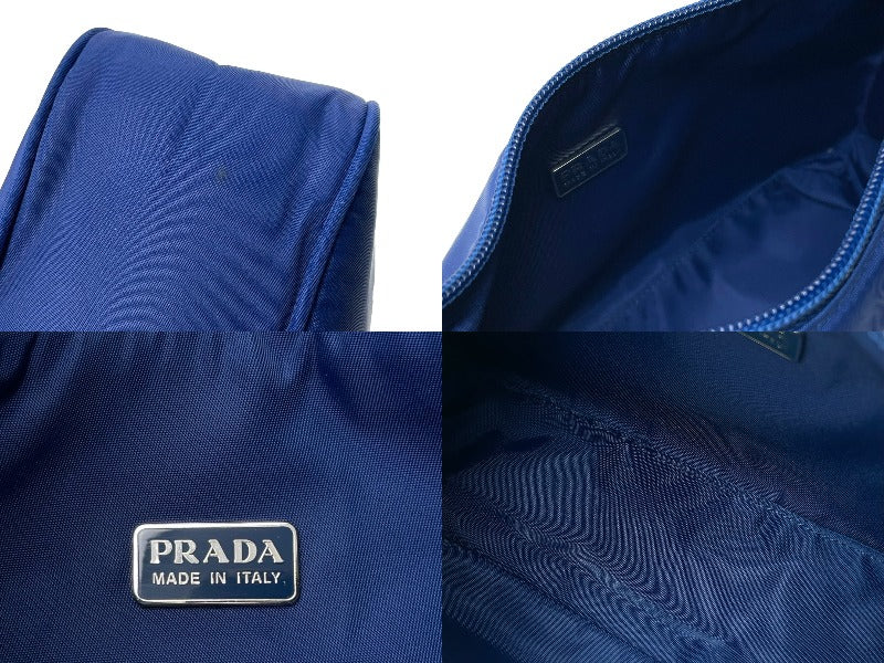 極美品 PRADA プラダ ハンドバッグ MV515 ホーボー ミニバッグポーチ 三角ロゴ ナイロン ブルー シルバー金具 中古 66549 –  Casanova Vintage