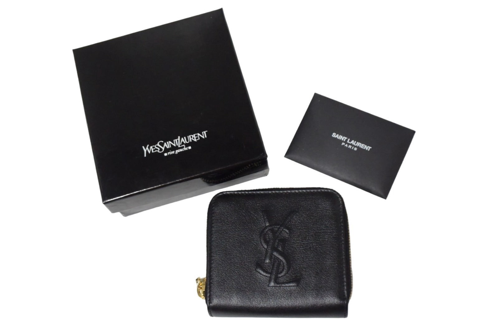 YVES SAINT LAURENT イヴサンローラン ラウンドファスナー コンパクトウォレット 568985 財布 レザー ブラック 美品 中古  66555 – Casanova Vintage