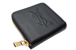 YVES SAINT LAURENT イヴサンローラン ラウンドファスナー コンパクトウォレット 568985 財布 レザー ブラック 美品 中古 66555