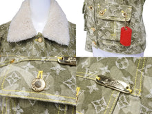 画像をギャラリービューアに読み込む, LOUIS VUITTON ルイヴィトン 村上隆 カモフラ モノグラム デニムジャケット サイズ38 2008aw RW082W コットン カーキ 美品 中古 66562