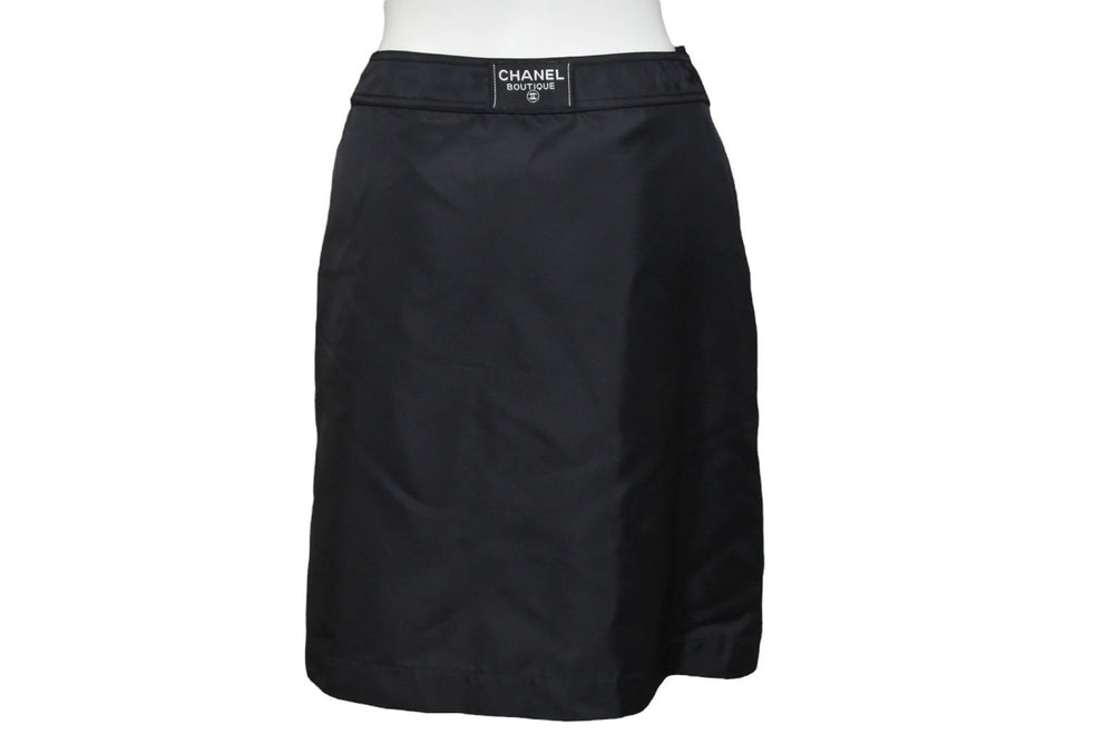CHANEL Wrap Skirt Black Acrylic Coco Mark Coco Button Logo PO8617 C97 Size 38 Good Condition Used 66563