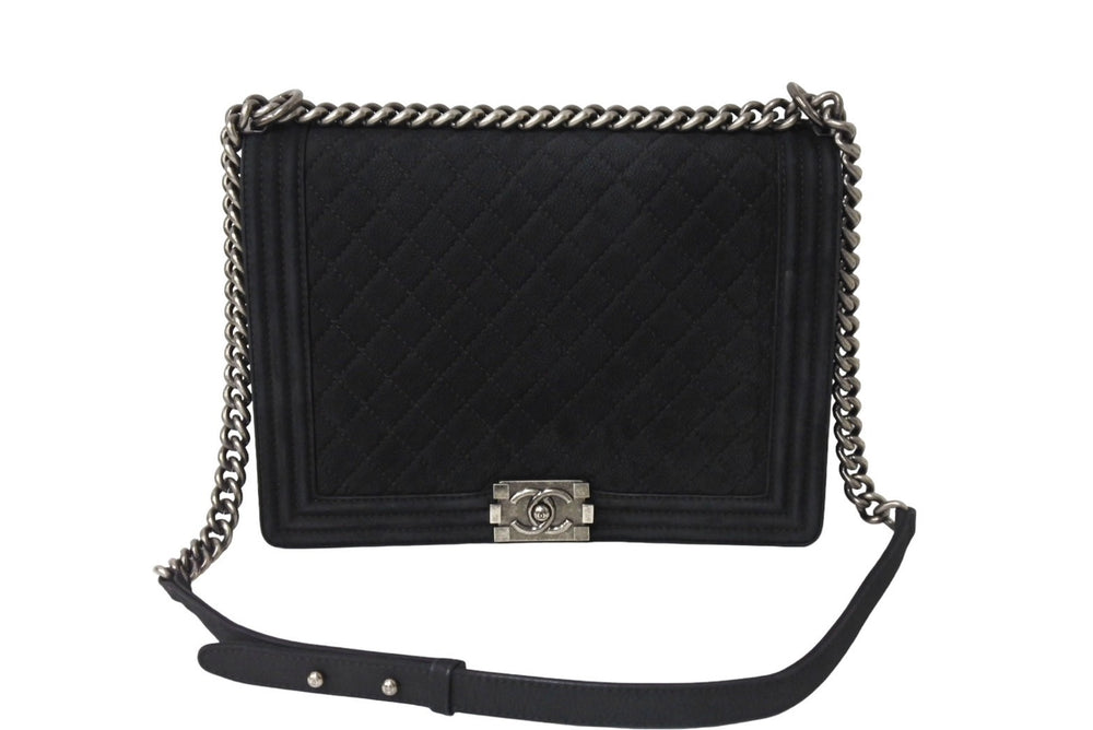 CHANEL Boy Chanel Large Chain Shoulder No. 18 Caviar Skin Antique Black Good Condition Used 66576