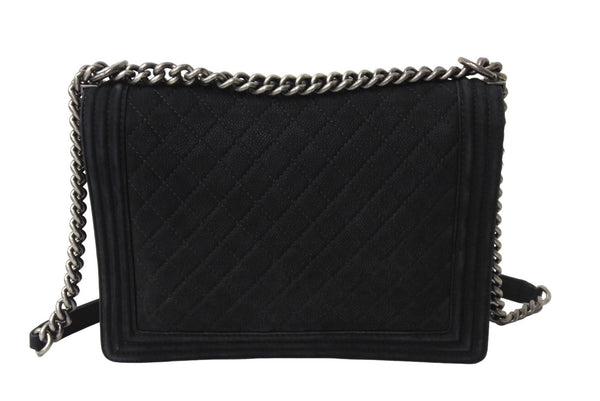 CHANEL Boy Chanel Large Chain Shoulder No. 18 Caviar Skin Antique Black Good Condition Used 66576