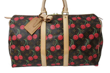 画像をギャラリービューアに読み込む, 新品同様 LOUIS VUITTON ルイヴィトン キーポル45 ボストンバッグ M95011 モノグラムチェリー 村上隆 PVC レザー 中古 66583