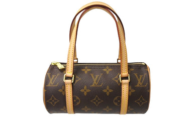 新品同様 LOUIS VUITTON ルイヴィトン ハンドバッグ ミニパピヨン19 モノグラム ブラウン M51389 ゴールド金具 中古 66601