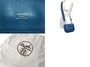 HERMES エルメス ベルリンヌ バッグ スウィフト21 ショルダーバッグ ◻︎Q刻印 ミニ レザー ブルー シルバー金具 美品 中古 66606