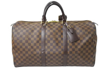 画像をギャラリービューアに読み込む, LOUIS VUITTON ルイヴィトン キーポル50 ボストンバッグ N41427 ダミエキャンバス レザー ブラウン 美品 中古 66620