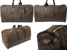 画像をギャラリービューアに読み込む, LOUIS VUITTON ルイヴィトン キーポル50 ボストンバッグ N41427 ダミエキャンバス レザー ブラウン 美品 中古 66620