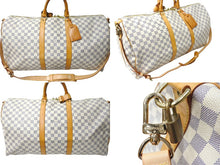 画像をギャラリービューアに読み込む, LOUIS VUITTON ルイヴィトン キーポル バンドリエール55 ボストンバッグ N41429 ダミエアズール キャンバス 良品 中古 66621