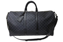 画像をギャラリービューアに読み込む, LOUIS VUITTON ルイヴィトン キーポルバンドリエール55 ボストンバッグ N41413 ダミエグラフィット キャンバス ブラック 美品 中古 66622