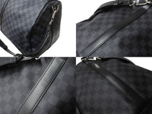 画像をギャラリービューアに読み込む, LOUIS VUITTON ルイヴィトン キーポルバンドリエール55 ボストンバッグ N41413 ダミエグラフィット キャンバス ブラック 美品 中古 66622