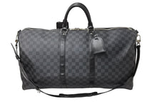 画像をギャラリービューアに読み込む, LOUIS VUITTON ルイヴィトン キーポルバンドリエール55 ボストンバッグ N41413 ダミエグラフィット キャンバス ブラック 良品 中古 66623