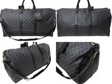 画像をギャラリービューアに読み込む, LOUIS VUITTON ルイヴィトン キーポルバンドリエール55 ボストンバッグ N41413 ダミエグラフィット キャンバス ブラック 良品 中古 66623