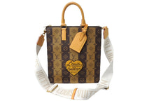 画像をギャラリービューアに読み込む, 新品同様 LOUIS VUITTON ルイヴィトン サックプラ メッセンジャー トートバッグ NIGO M45969 モノグラムストライプ ブラウン 中古 66626