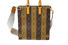 画像をギャラリービューアに読み込む, 新品同様 LOUIS VUITTON ルイヴィトン サックプラ メッセンジャー トートバッグ NIGO M45969 モノグラムストライプ ブラウン 中古 66626