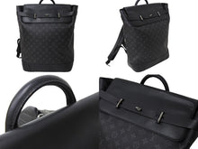 画像をギャラリービューアに読み込む, 極美品 LOUIS VUITTON ルイヴィトン 20SS モノグラムエクリプス スティーマーバックパック M44052 ブラック リュック ロゴ ヴァージル 美品 中古 66635