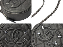 画像をギャラリービューアに読み込む, 極美品 CHANEL シャネル CCフィグリー チェーン ショルダーバッグ 26番台 グレー キャビアスキン シルバー金具 ココマーク ロゴ 中古 66637