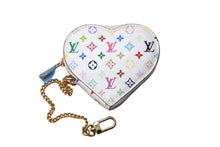 画像をギャラリービューアに読み込む, 極美品 LOUIS VUITTON ルイヴィトン 村上隆 コインケース M60040 ポルトモネ クール ハート モノグラムマルチ ホワイト 中古 66654