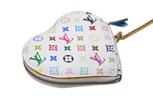 画像をギャラリービューアに読み込む, 極美品 LOUIS VUITTON ルイヴィトン 村上隆 コインケース M60040 ポルトモネ クール ハート モノグラムマルチ ホワイト 中古 66654