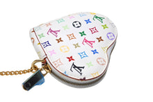 画像をギャラリービューアに読み込む, 極美品 LOUIS VUITTON ルイヴィトン 村上隆 コインケース M60040 ポルトモネ クール ハート モノグラムマルチ ホワイト 中古 66654