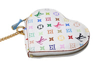 画像をギャラリービューアに読み込む, 極美品 LOUIS VUITTON ルイヴィトン 村上隆 コインケース M60040 ポルトモネ クール ハート モノグラムマルチ ホワイト 中古 66654