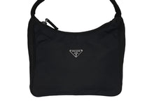 画像をギャラリービューアに読み込む, PRADA プラダ ホーボー ハンドバッグ ワンショルダーバッグ MV515 トライアングルロゴ ナイロン ブラック 美品 中古 66660