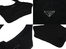 画像をギャラリービューアに読み込む, PRADA プラダ ホーボー ハンドバッグ ワンショルダーバッグ MV515 トライアングルロゴ ナイロン ブラック 美品 中古 66660