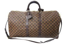 Load image into Gallery viewer, LOUIS VUITTON ルイ ヴィトン キーポル バンドリエール55 ボストンバッグ N41414 ダミエエベヌ ブラウン 美品 中古 66667