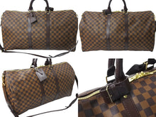 Load image into Gallery viewer, LOUIS VUITTON ルイ ヴィトン キーポル バンドリエール55 ボストンバッグ N41414 ダミエエベヌ ブラウン 美品 中古 66667