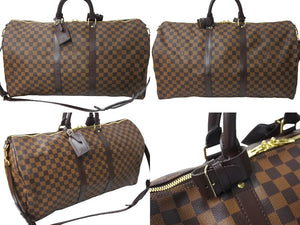 LOUIS VUITTON ルイ ヴィトン キーポル バンドリエール55 ボストンバッグ N41414 ダミエエベヌ ブラウン 美品 中古 66667