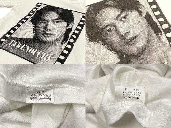 ヴィンテージ 竹野内豊 KODAK 5040 EPH 半袖Ｔシャツ サイズL シングルステッチ プリント ホワイト ブラック 美品 中古 66681