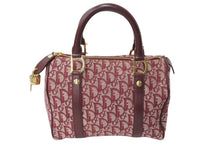 Load image into Gallery viewer, Christian Dior クリスチャンディオール ハンドバッグ トロッター柄 02-B0-0995 キャンバス レザー ボルドー 美品 中古 66704