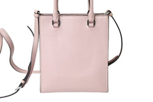 画像をギャラリービューアに読み込む, PRADA プラダ ハンドバッグ ショルダーバッグ 2WAY 1BA333 トライアングルロゴ カーフスキン ピンク シルバー金具 美品 中古 66707