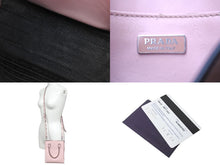 画像をギャラリービューアに読み込む, PRADA プラダ ハンドバッグ ショルダーバッグ 2WAY 1BA333 トライアングルロゴ カーフスキン ピンク シルバー金具 美品 中古 66707