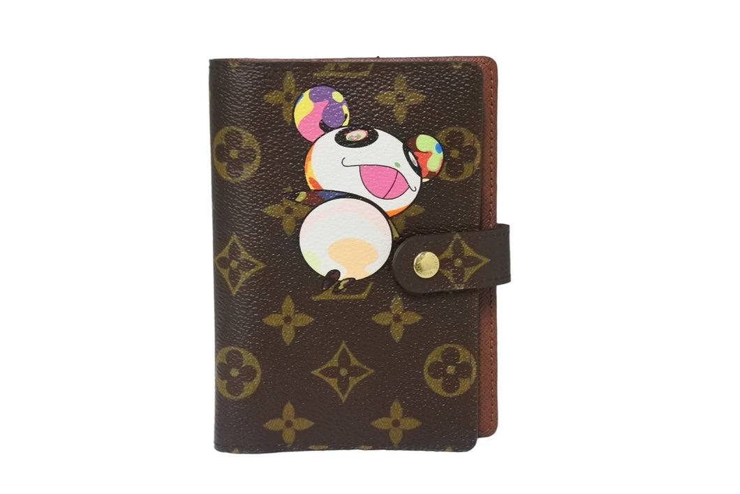 LOUIS VUITTON ルイヴィトン モノグラム パンダ アジェンダ PM 手帳カバー R20011 村上隆 ブラウン ゴールド金具 美品 中古 66711