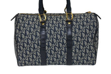 画像をギャラリービューアに読み込む, ChristianDior クリスチャンディオール ヴィンテージ トロッター ボストン ハンドバッグ ジャガード ネイビー 美品 中古 66723