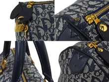 画像をギャラリービューアに読み込む, ChristianDior クリスチャンディオール ヴィンテージ トロッター ボストン ハンドバッグ ジャガード ネイビー 美品 中古 66723