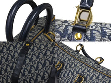 画像をギャラリービューアに読み込む, ChristianDior クリスチャンディオール ヴィンテージ トロッター ボストン ハンドバッグ ジャガード ネイビー 美品 中古 66723
