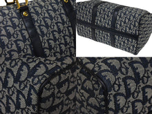 画像をギャラリービューアに読み込む, ChristianDior クリスチャンディオール ヴィンテージ トロッター ボストン ハンドバッグ ジャガード ネイビー 美品 中古 66723