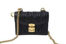 Load image into Gallery viewer, MIUMIU ミュウミュウ マトラッセミニチェーンショルダーバッグ 5TT123 ゴールド金具 ブラック 美品 中古 66734