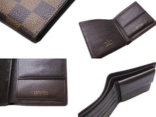 画像をギャラリービューアに読み込む, LOUIS VUITTON ルイヴィトン 二つ折り財布 ダミエ ポルト ビエカルト クレディモネ N61665 ブラウン 美品 中古 66740