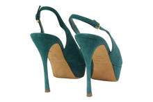 Load image into Gallery viewer, Sergio Rossi セルジオロッシ パンプス オープントゥ アウトソール サイズ35 1/2 ゴールド金具 グリーン 美品 中古 66757