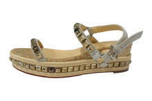 Load image into Gallery viewer, Christian Louboutin クリスチャンルブタン サンダル スタッズ ヴェッジソール ベージュ シルバー金具 美品 中古 66761