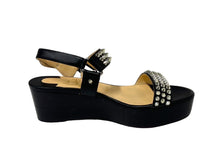 Load image into Gallery viewer, Christian Louboutin クリスチャンルブタン スタッズサンダル ヴェッジソール サイズ36 1/2 シルバー金具 ブラック 美品 中古 66772