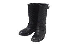Load image into Gallery viewer, CHANEL シャネル ブーツ キルティング レザー エンジニアブーツ G28566 マトラッセ サイズ 36 レディース ブラック 良品 中古 66774